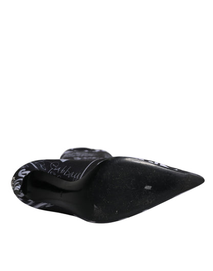 Dolce & Gabbana Black Logo Stretch Heels High Boots Shoes by Dolce & Gabbana