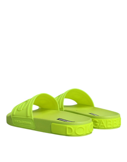 Dolce & Gabbana Green Rubber Slides Sandals Beachwear Shoes by Dolce & Gabbana