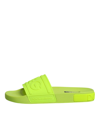 Dolce & Gabbana Green Rubber Slides Sandals Beachwear Shoes by Dolce & Gabbana