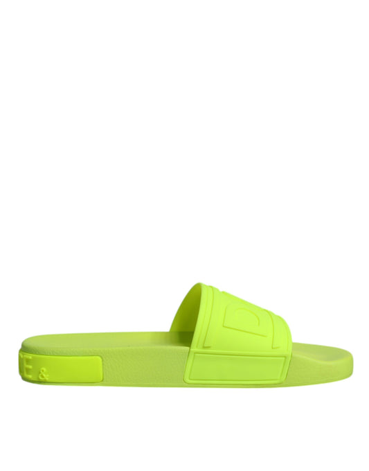 Dolce &amp; Gabbana Green Rubber Slides Sandals Beachwear Shoes
