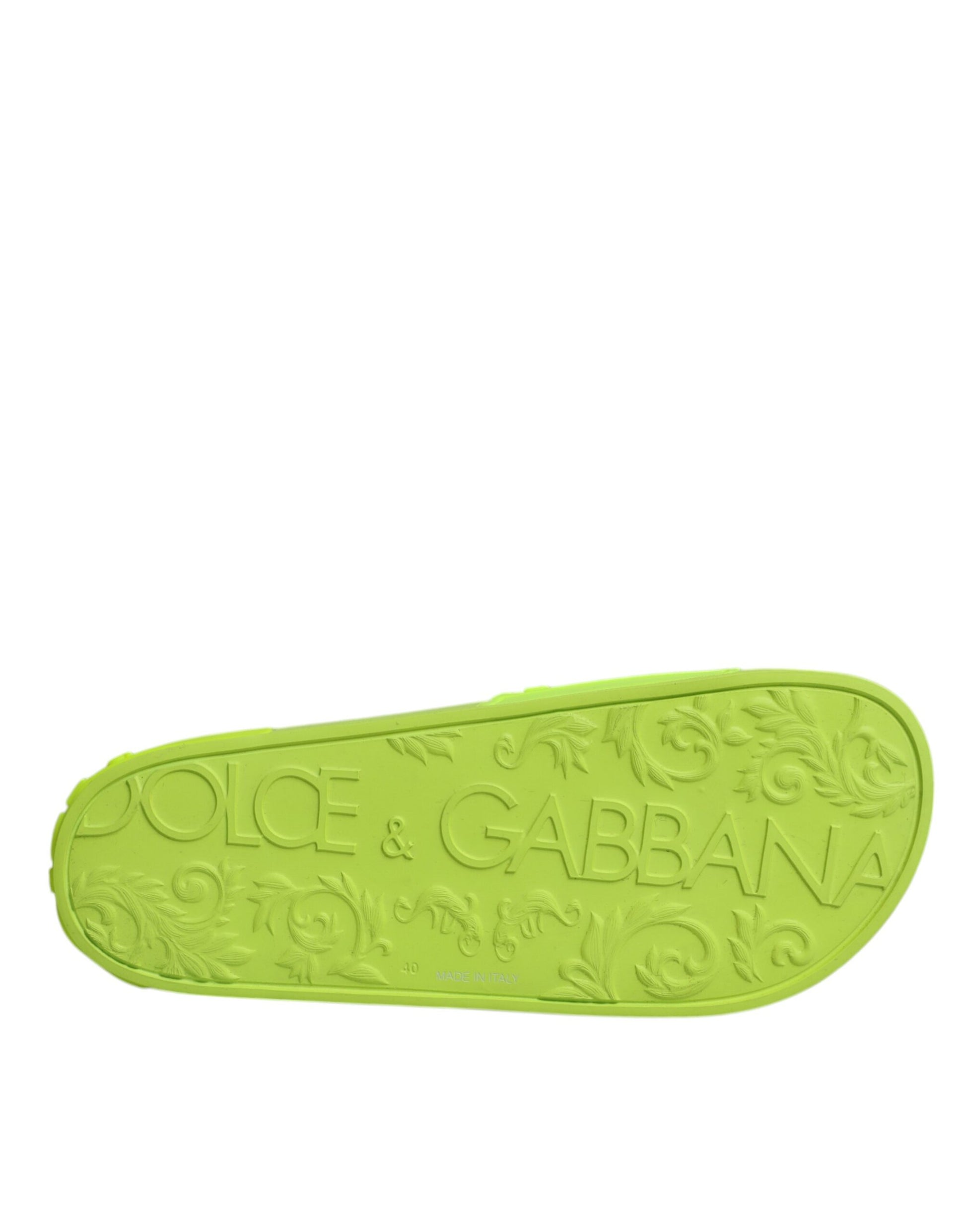Dolce & Gabbana Green Rubber Slides Sandals Beachwear Shoes by Dolce & Gabbana