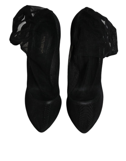 Dolce & Gabbana Black Nylon Mesh Sock Style Boots Shoes by Dolce & Gabbana