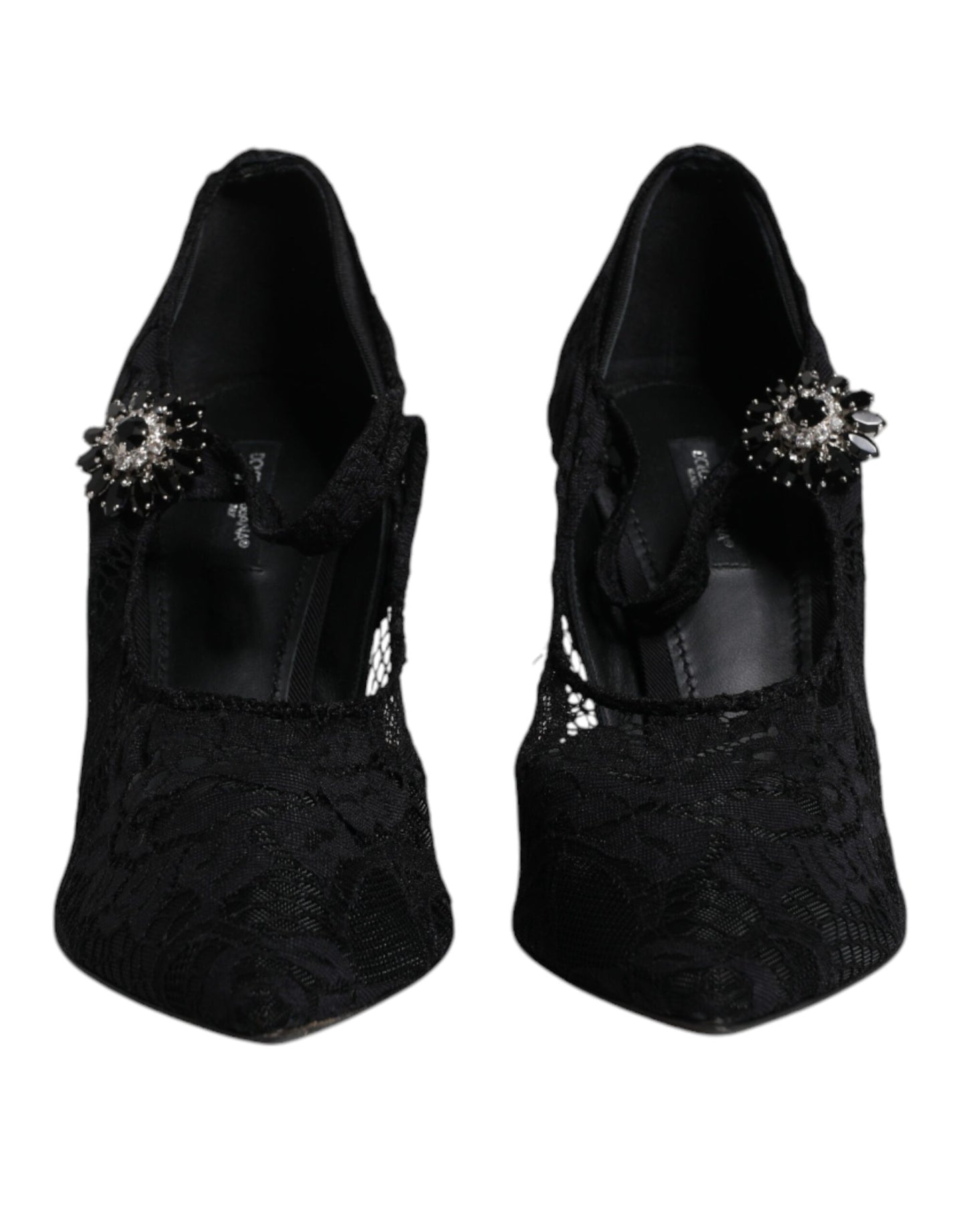 Escarpins Mary Jane en dentelle noire et cristaux Dolce &amp; Gabbana