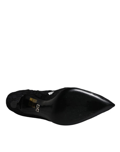 Escarpins Mary Jane en dentelle noire et cristaux Dolce &amp; Gabbana