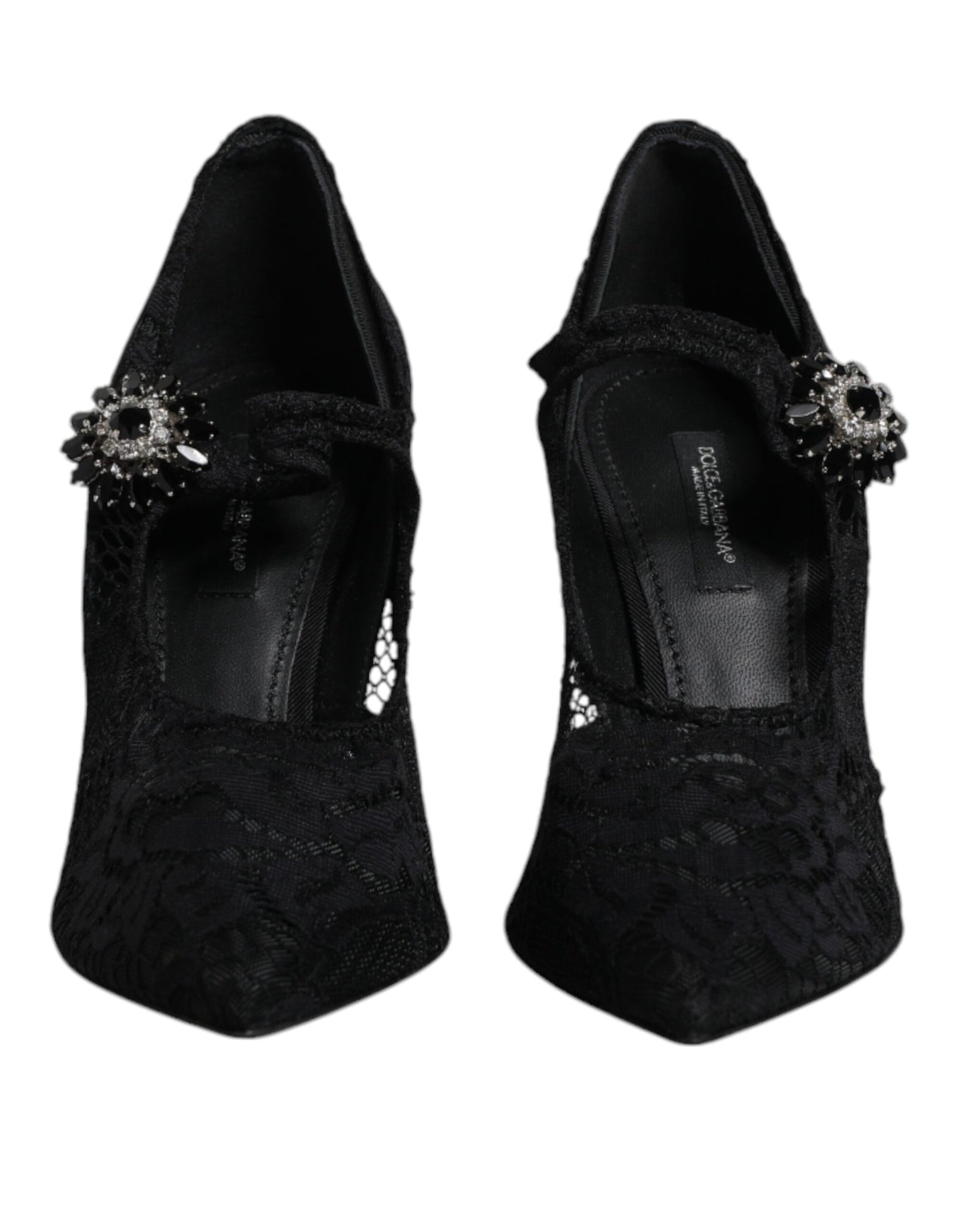 Escarpins Mary Jane en dentelle noire et cristaux Dolce &amp; Gabbana