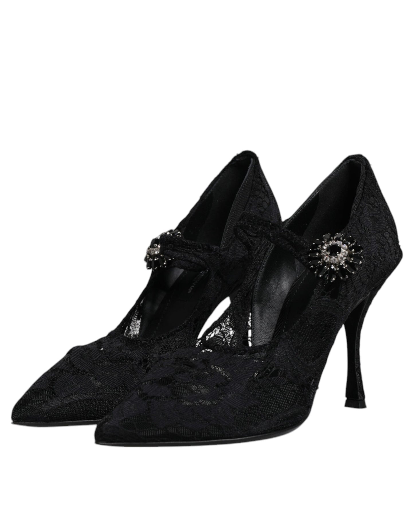 Escarpins Mary Jane en dentelle noire et cristaux Dolce &amp; Gabbana