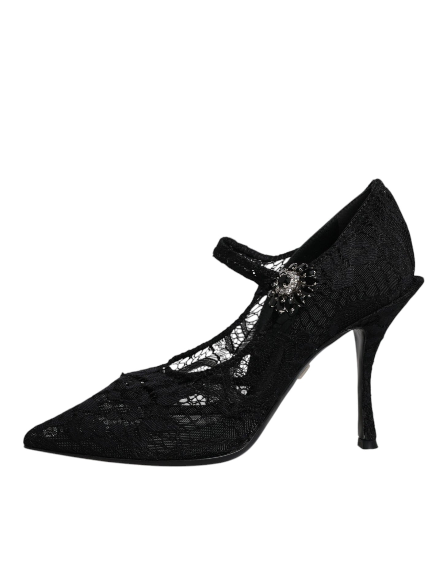 Escarpins Mary Jane en dentelle noire et cristaux Dolce &amp; Gabbana