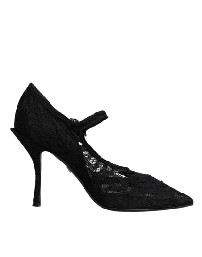 Escarpins Mary Jane en dentelle noire et cristaux Dolce &amp; Gabbana