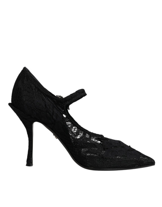 Escarpins Mary Jane en dentelle noire et cristaux Dolce &amp; Gabbana