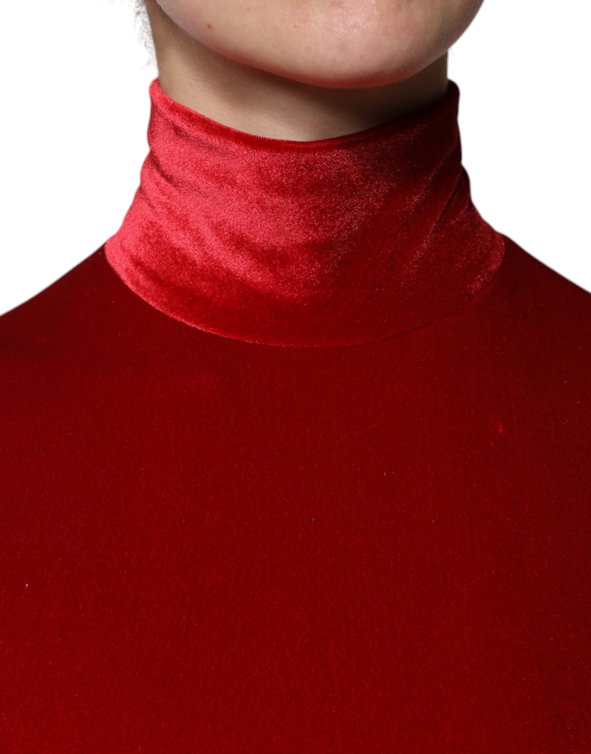 Dolce & Gabbana Red Velvet Long Sleeves Bodycon Mini Dress by Dolce & Gabbana