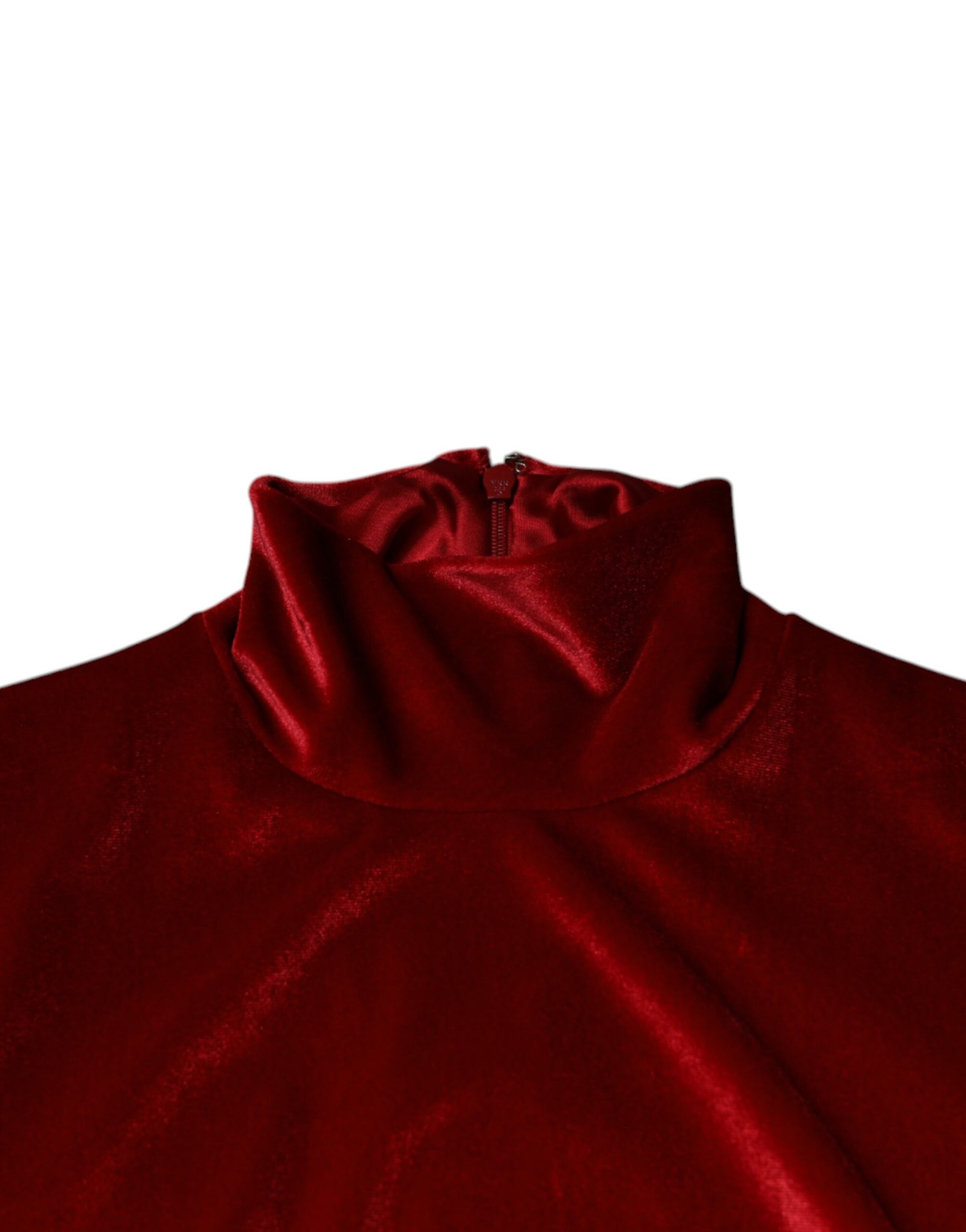Dolce & Gabbana Red Velvet Long Sleeves Bodycon Mini Dress by Dolce & Gabbana