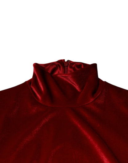 Dolce & Gabbana Red Velvet Long Sleeves Bodycon Mini Dress by Dolce & Gabbana