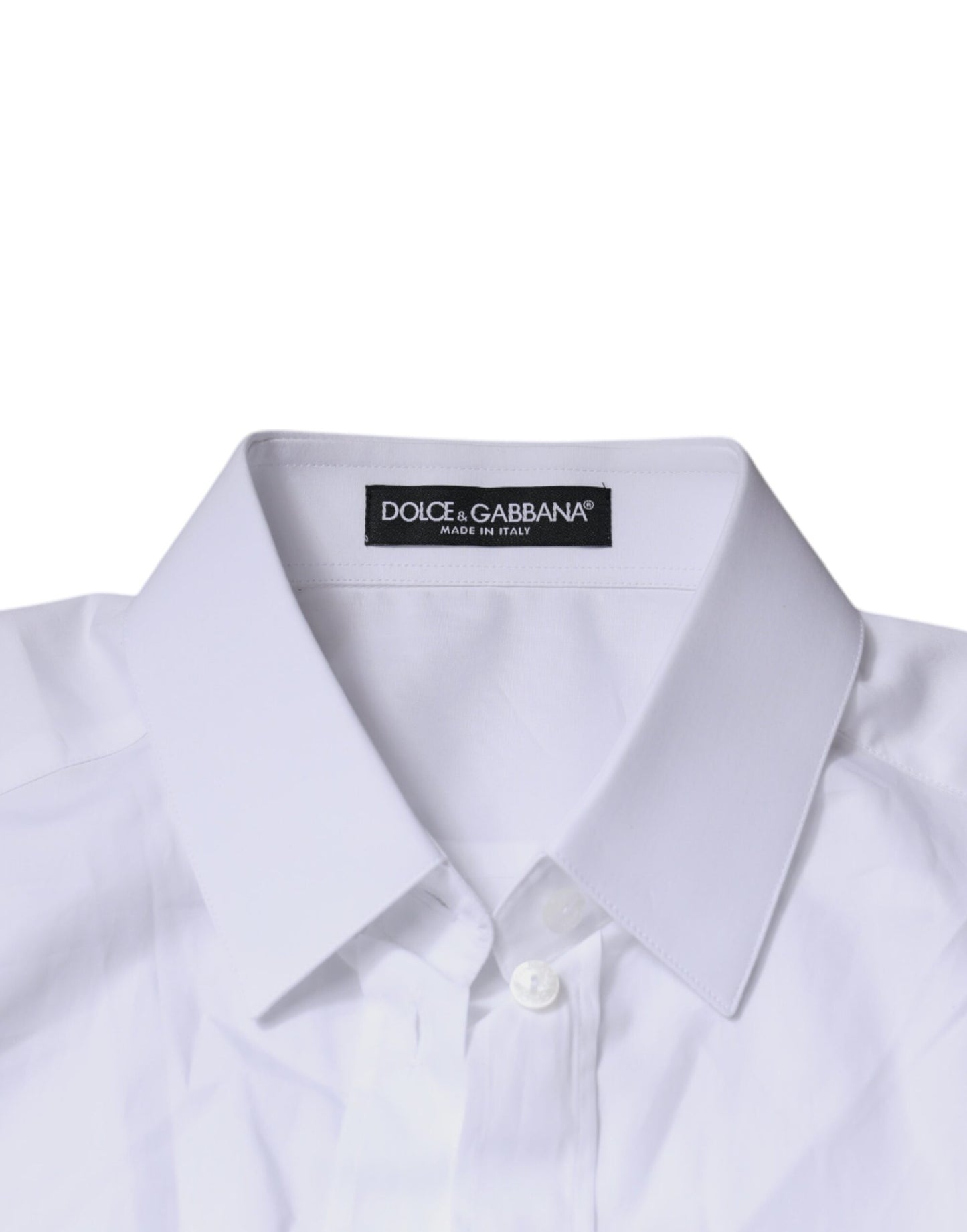 Dolce &amp; Gabbana White Cotton Collared Long Sleeves Shirt Top