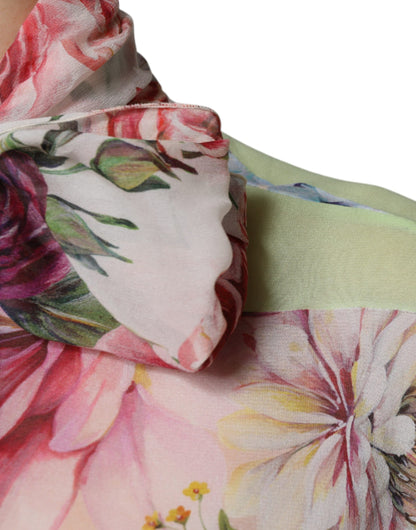 Dolce & Gabbana Multicolor Floral Patchwork Ascot Collar Top by Dolce & Gabbana