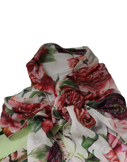 Dolce & Gabbana Multicolor Floral Patchwork Ascot Collar Top by Dolce & Gabbana