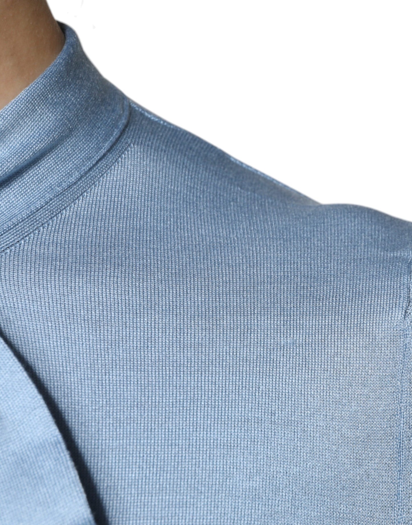Dolce & Gabbana Blue Silk Knit Pullover Ascot Collar Top by Dolce & Gabbana