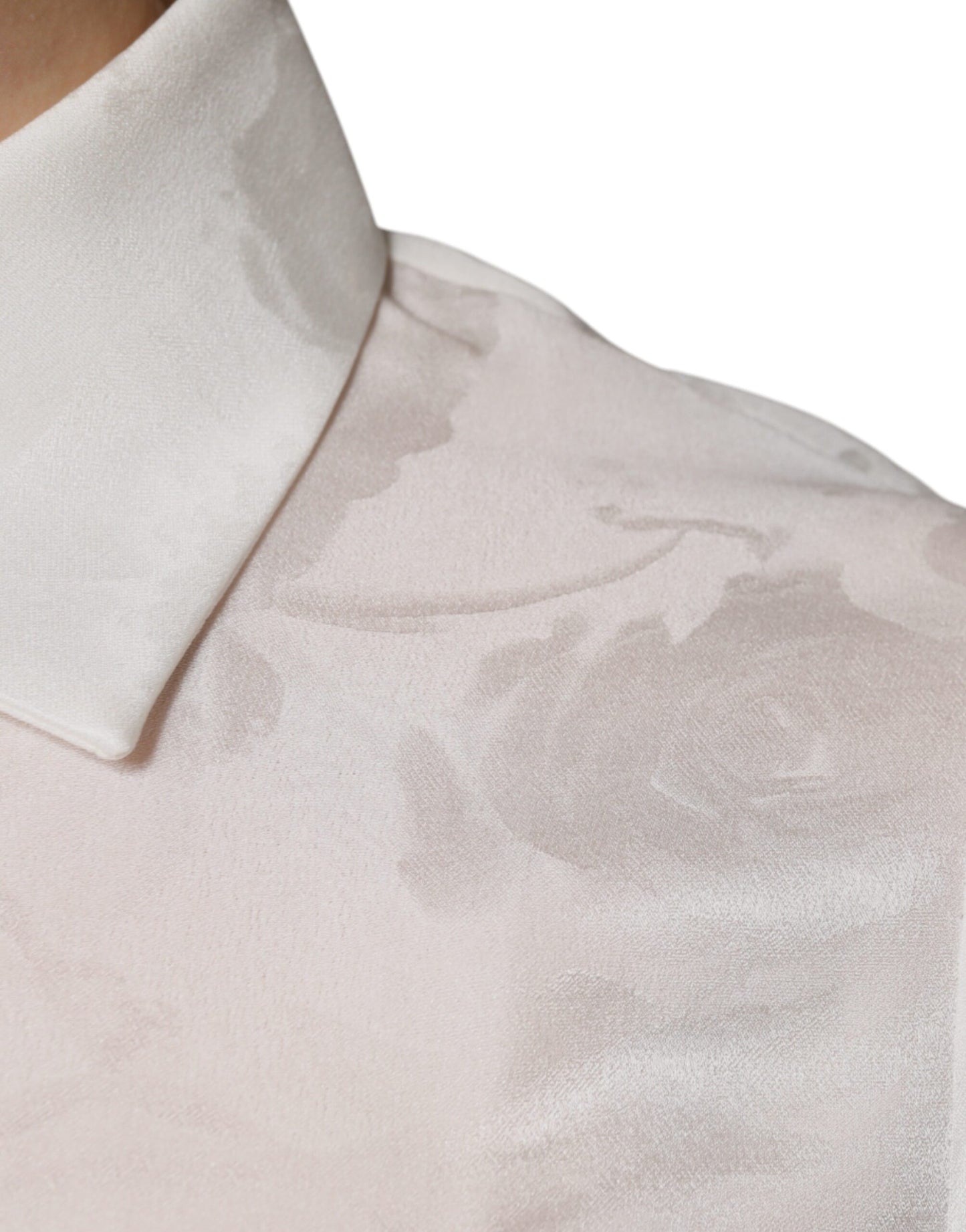 Dolce & Gabbana White Silk Collared Long Sleeves Shirt Top by Dolce & Gabbana