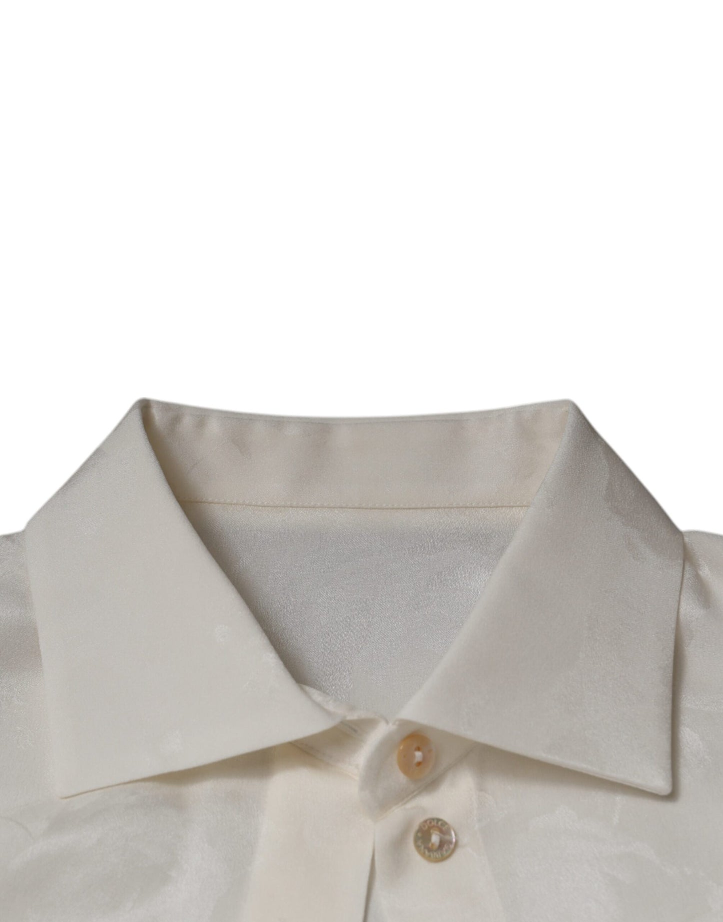 Dolce & Gabbana White Silk Collared Long Sleeves Shirt Top by Dolce & Gabbana