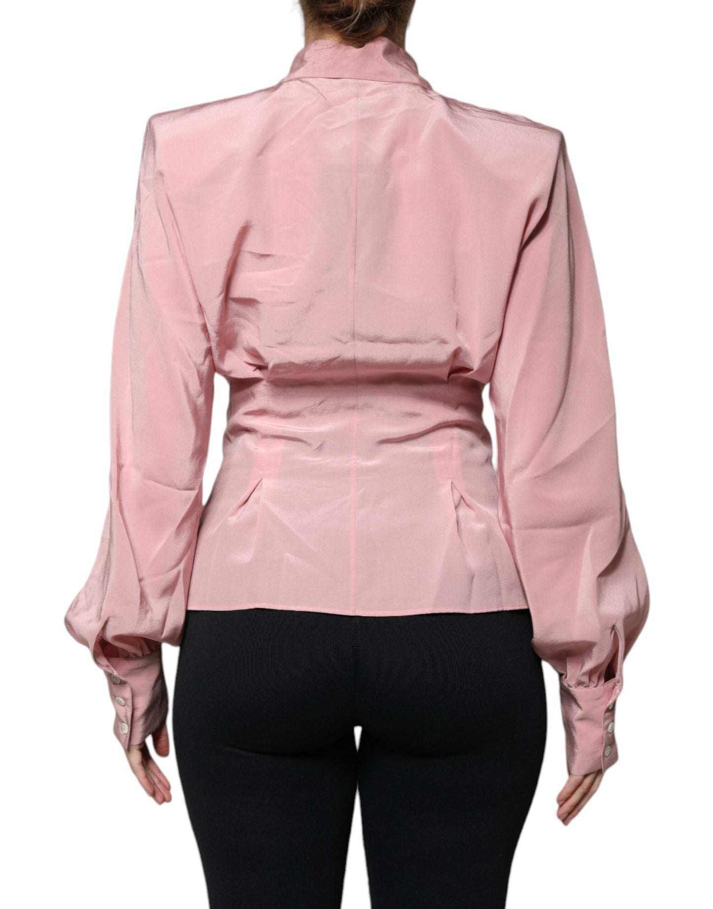 Dolce & Gabbana Pink Cotton Long Sleeves Collared Blouse Top by Dolce & Gabbana
