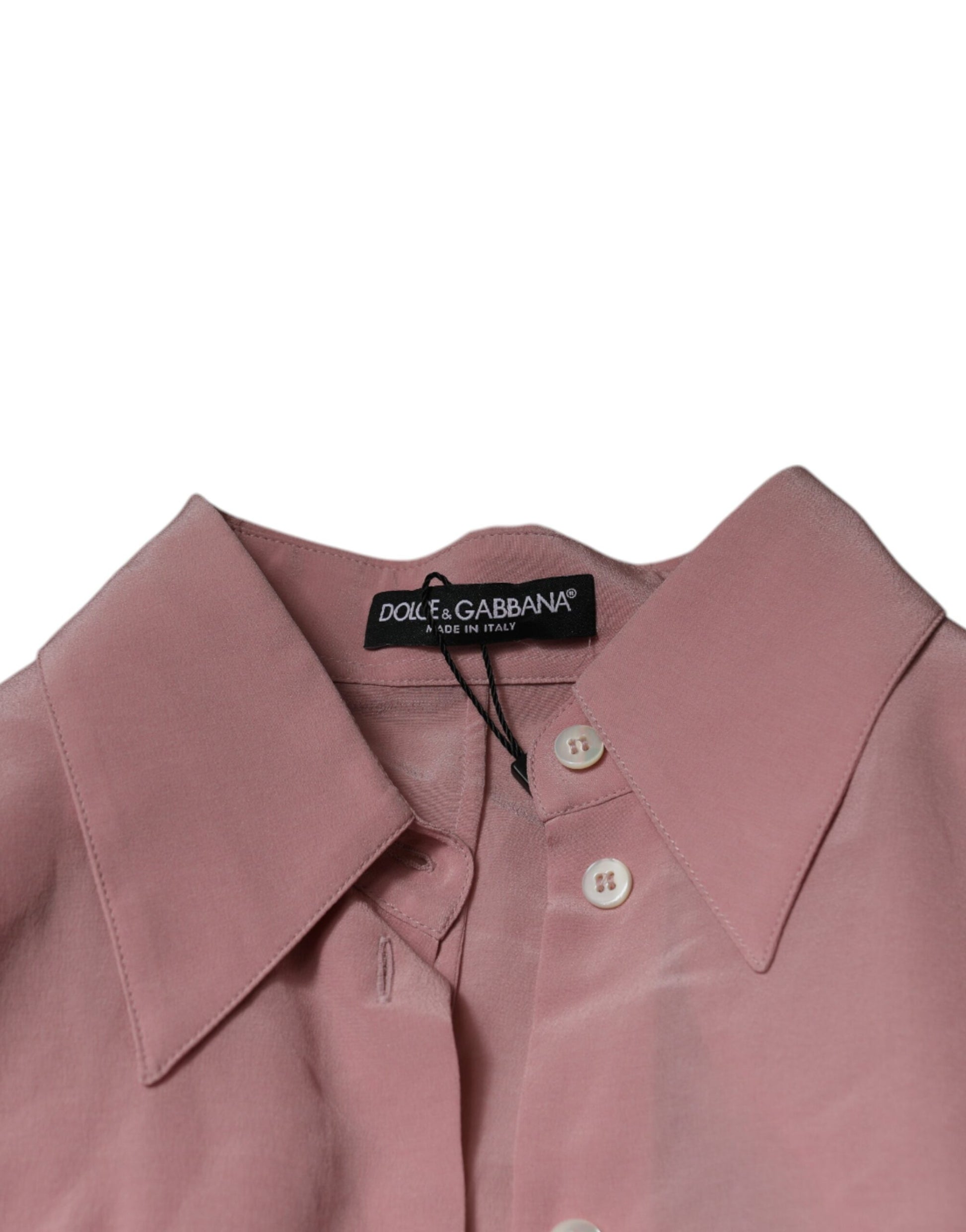 Dolce & Gabbana Pink Cotton Long Sleeves Collared Blouse Top by Dolce & Gabbana