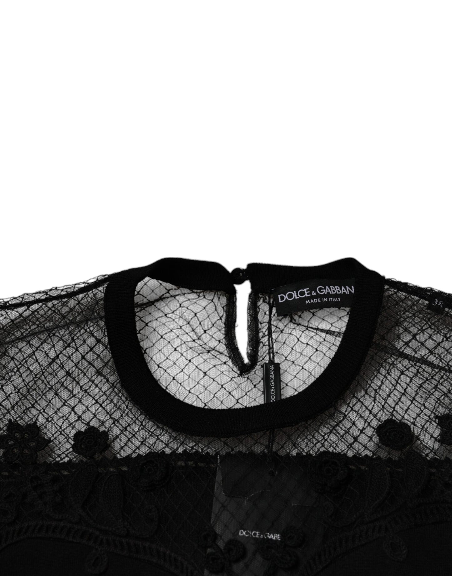 Dolce & Gabbana Black Floral Lace Short Sleeves Blouse Top by Dolce & Gabbana