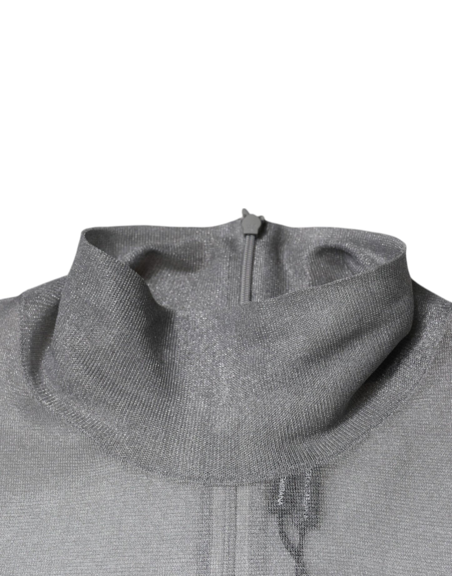 Dolce & Gabbana Grey Mesh Turtleneck Long Sleeve Blouse Top by Dolce & Gabbana