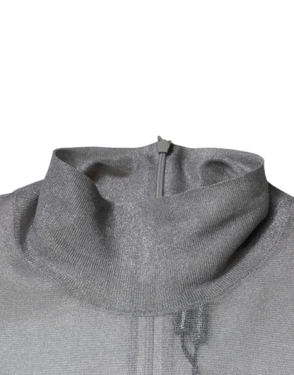 Dolce & Gabbana Grey Mesh Turtleneck Long Sleeve Blouse Top by Dolce & Gabbana