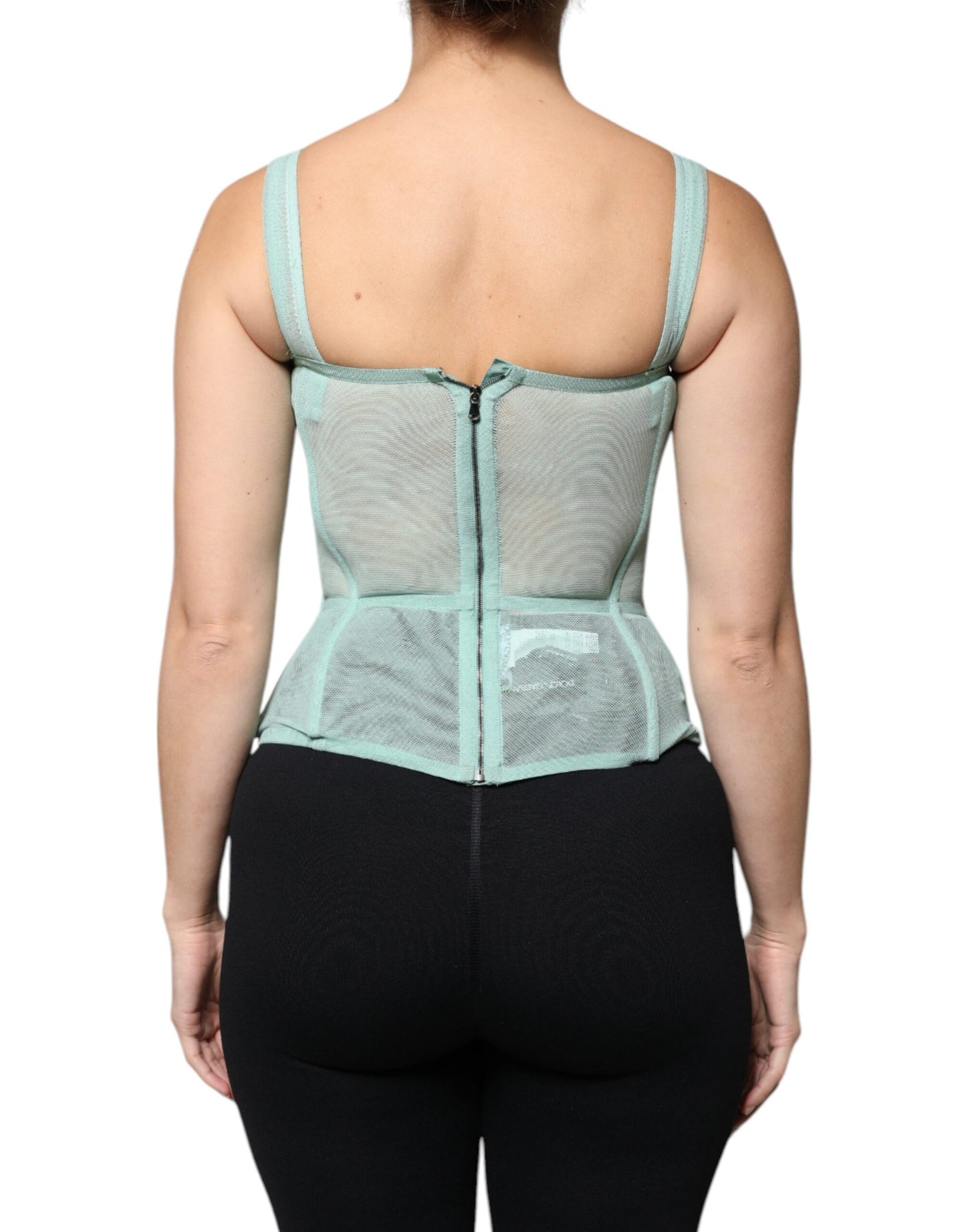 Dolce & Gabbana Green Cotton Bustier Corset Sleeveless Top by Dolce & Gabbana