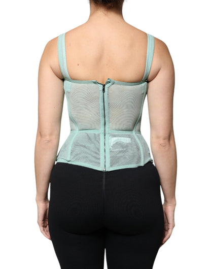 Dolce & Gabbana Green Cotton Bustier Corset Sleeveless Top by Dolce & Gabbana