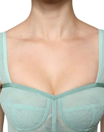 Dolce & Gabbana Green Cotton Bustier Corset Sleeveless Top by Dolce & Gabbana