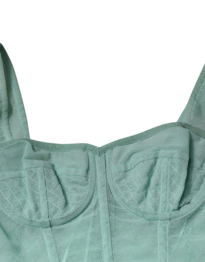 Dolce & Gabbana Green Cotton Bustier Corset Sleeveless Top by Dolce & Gabbana