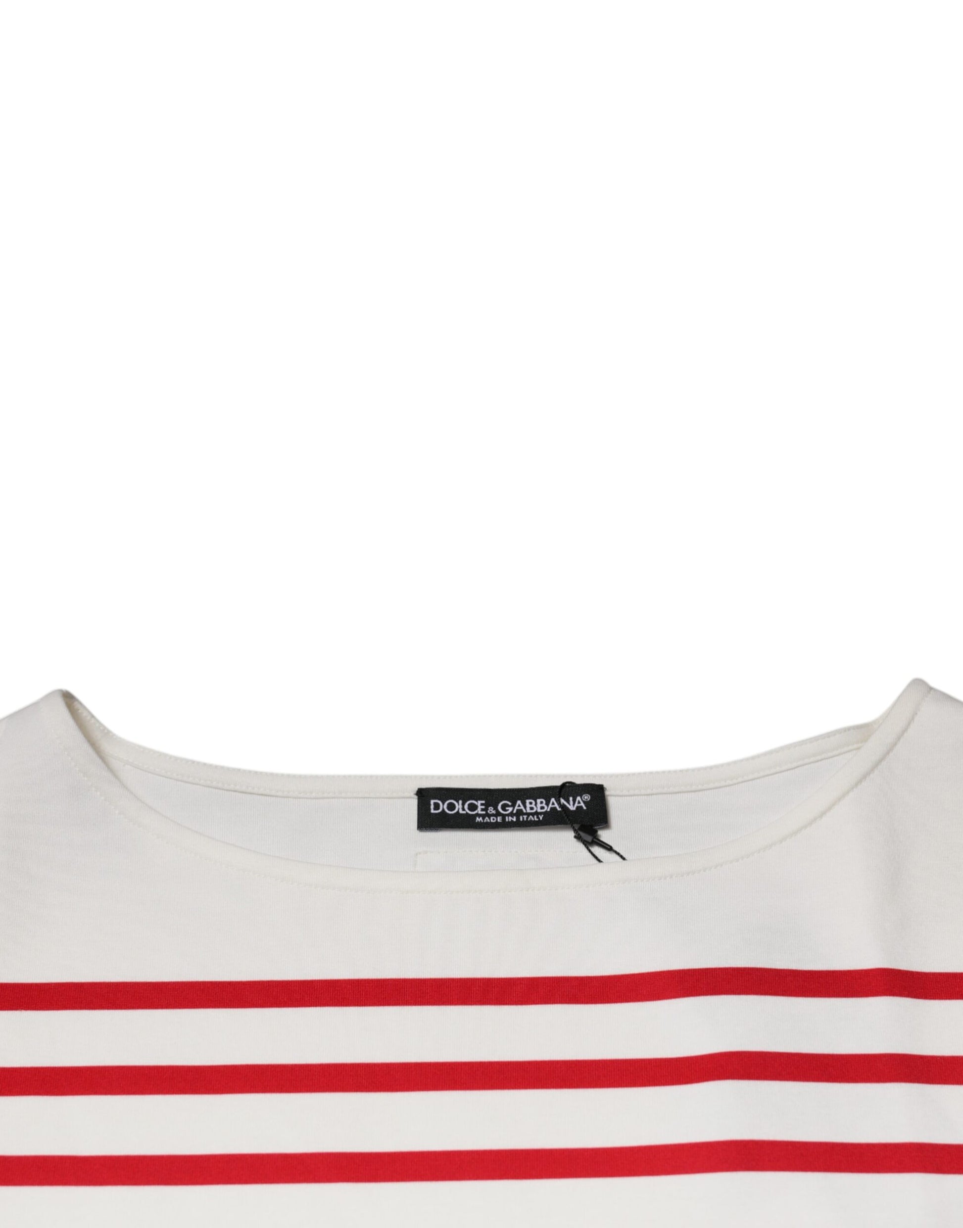 Dolce & Gabbana White Red Stripes Cotton Long Sleeves Top by Dolce & Gabbana