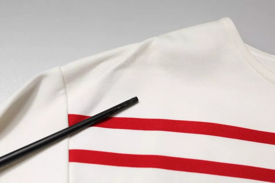 Dolce & Gabbana White Red Stripes Cotton Long Sleeves Top by Dolce & Gabbana