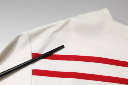 Dolce & Gabbana White Red Stripes Cotton Long Sleeves Top by Dolce & Gabbana