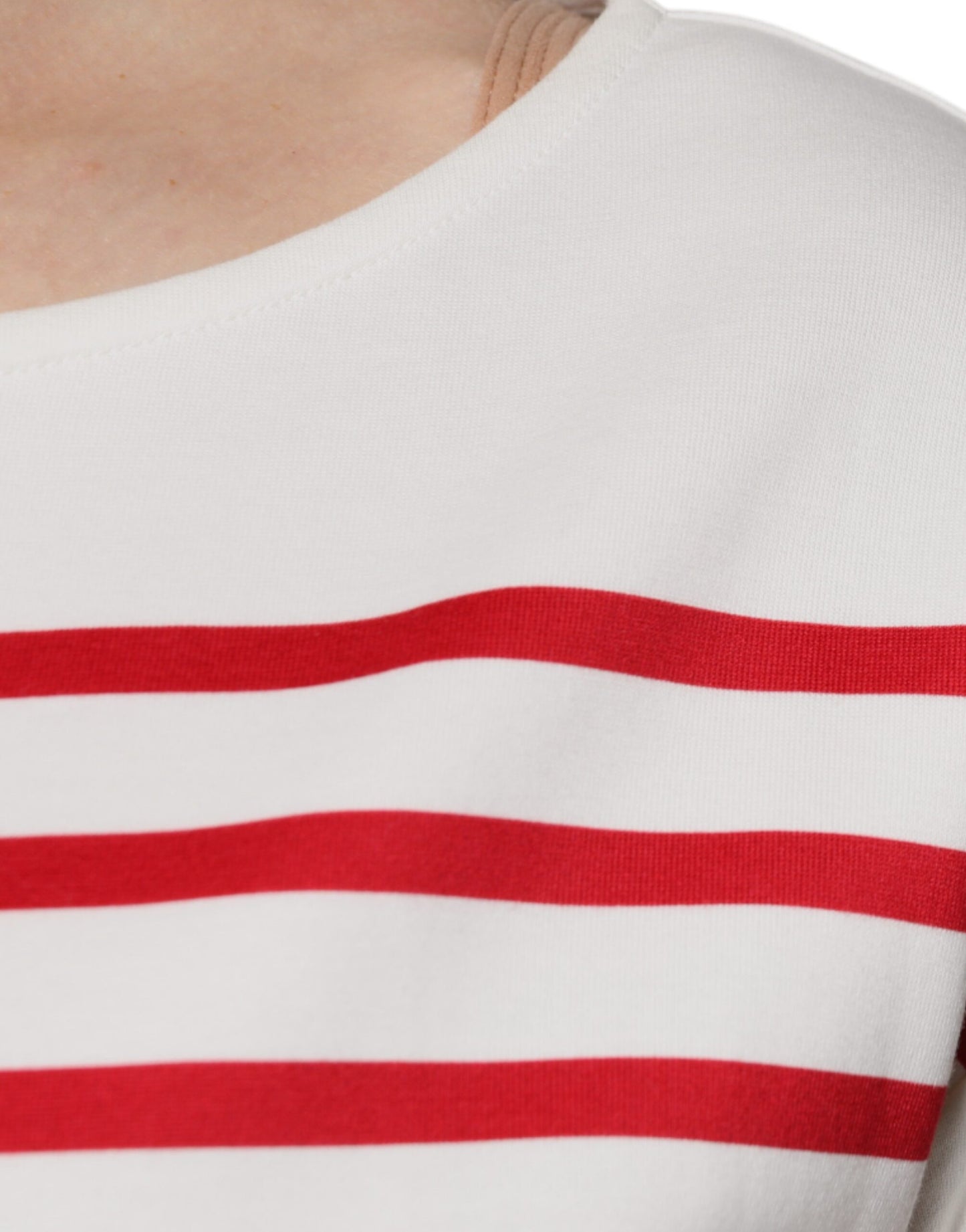 Dolce & Gabbana White Red Stripes Cotton Long Sleeves Top by Dolce & Gabbana