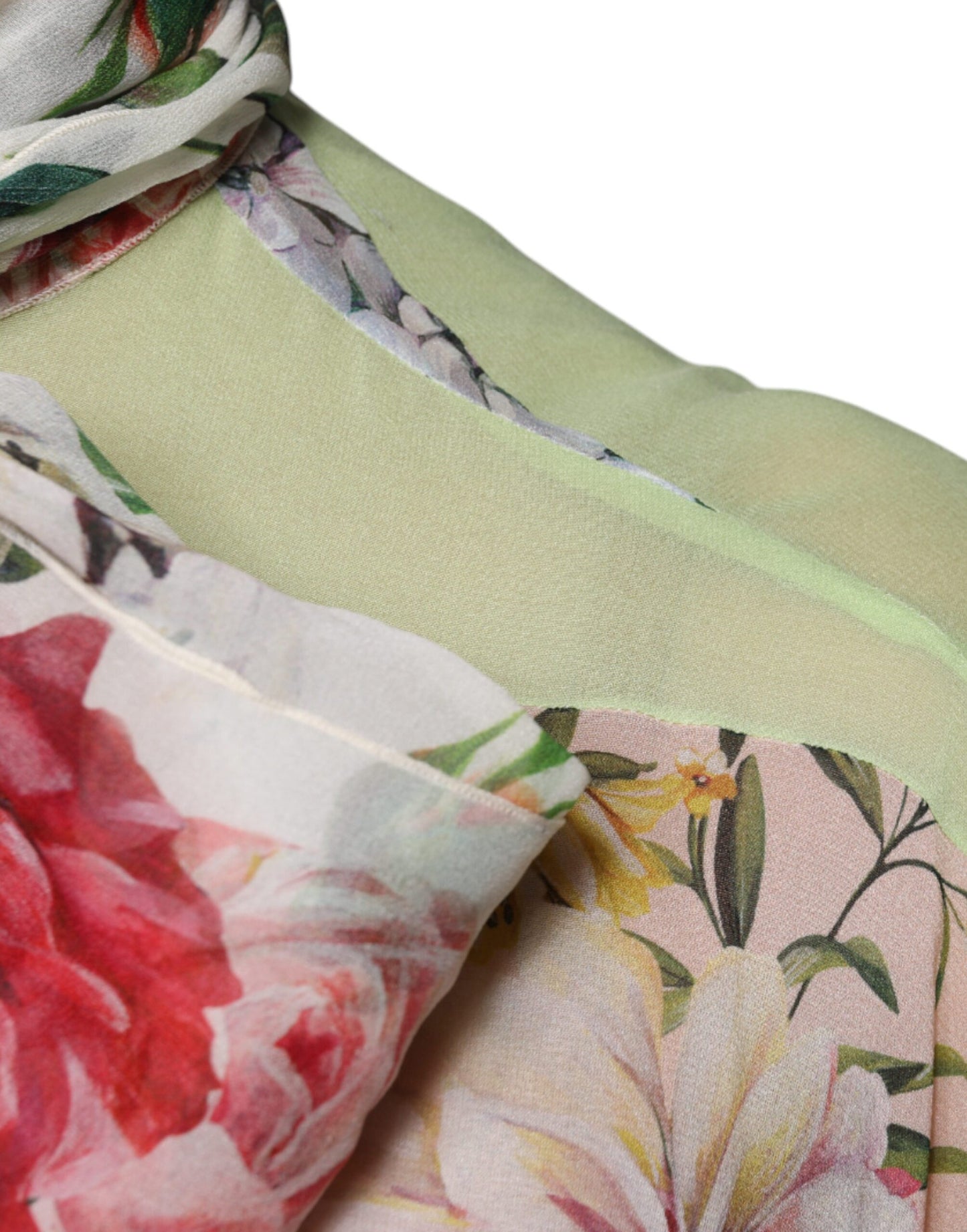 Dolce & Gabbana Multicolor Floral Patchwork Ascot Collar Top by Dolce & Gabbana