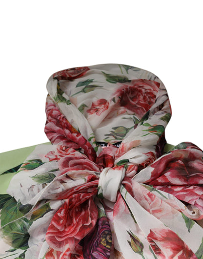 Dolce & Gabbana Multicolor Floral Patchwork Ascot Collar Top by Dolce & Gabbana