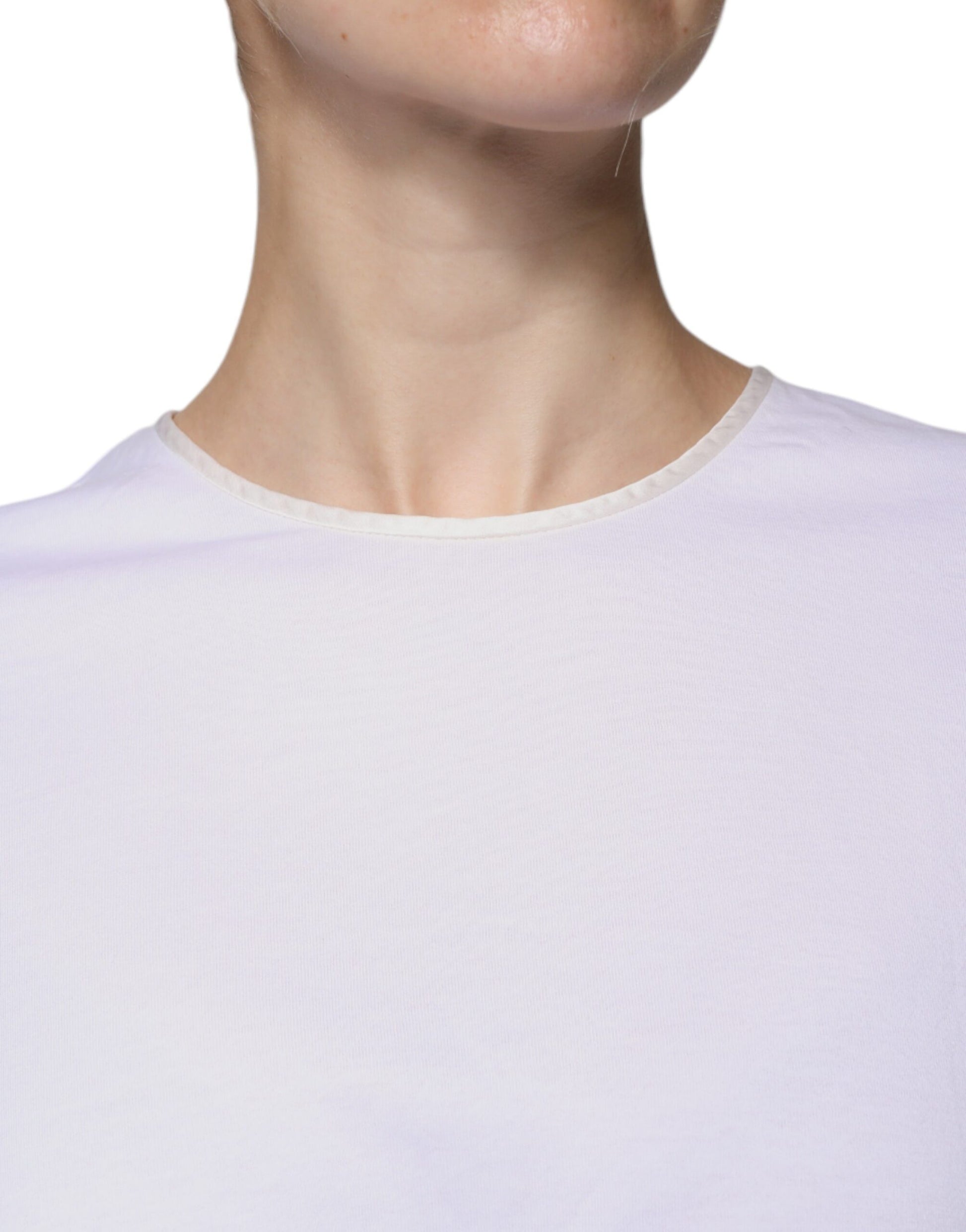 Dolce & Gabbana White Cotton Silk Round Neck Wrap Blouse Top by Dolce & Gabbana