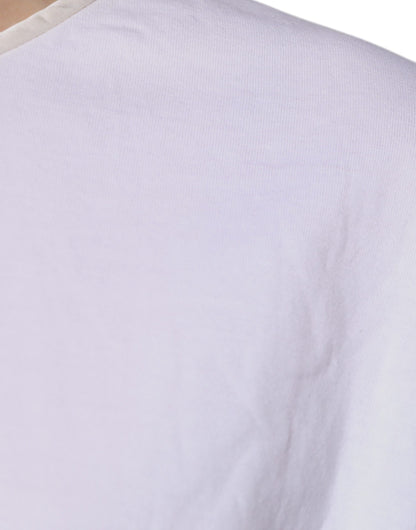Dolce & Gabbana White Cotton Silk Round Neck Wrap Blouse Top by Dolce & Gabbana