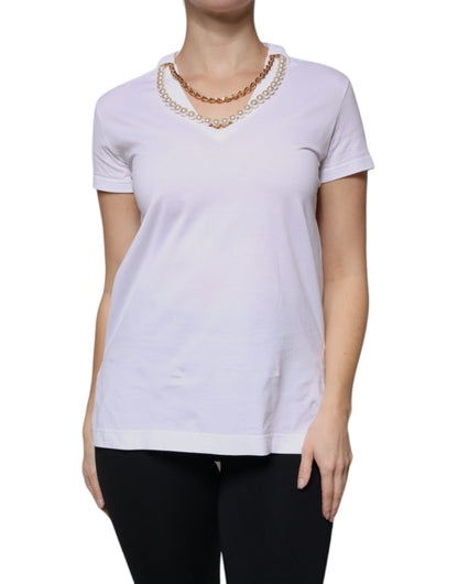 Dolce & Gabbana White Cotton Necklace Chain Short Sleeves T-shirt by Dolce & Gabbana