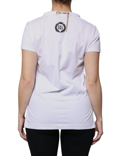 Dolce & Gabbana White Cotton Necklace Chain Short Sleeves T-shirt by Dolce & Gabbana