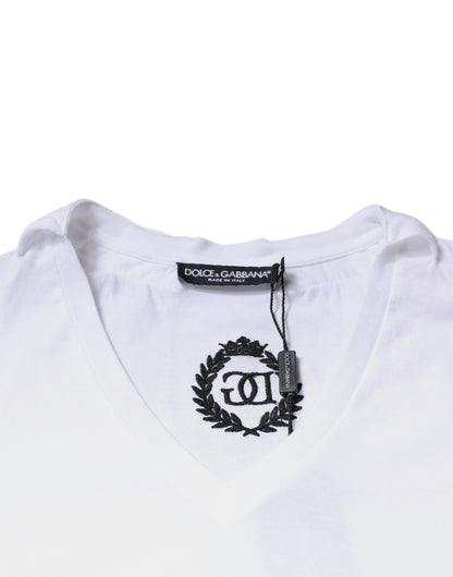 Dolce & Gabbana White Cotton Necklace Chain Short Sleeves T-shirt by Dolce & Gabbana