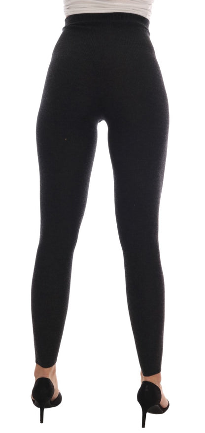 Dolce &amp; Gabbana Gray Cashmere Ribbed Stretch Tights