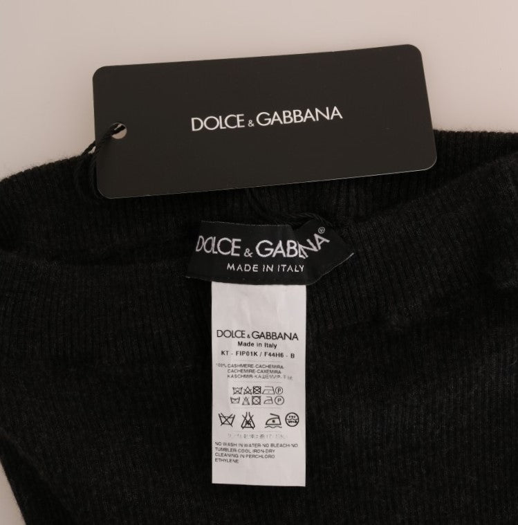 Dolce &amp; Gabbana Gray Cashmere Ribbed Stretch Tights