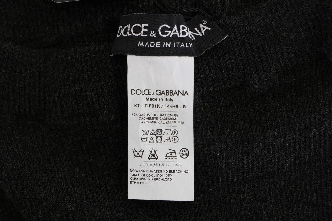 Dolce &amp; Gabbana Gray Cashmere Ribbed Stretch Tights