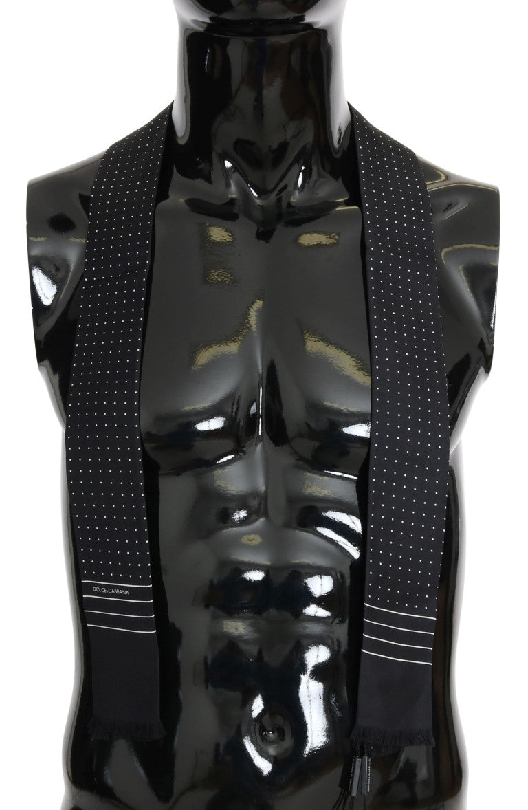 Dolce & Gabbana Dark Blue Polka Dotted Silk Scarf by Dolce & Gabbana