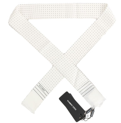 Dolce &amp; Gabbana White Polka Dotted Silk Skinny Scarf