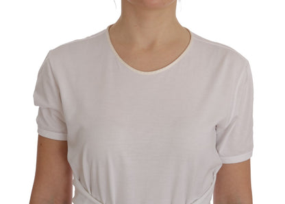 Dolce &amp; Gabbana Élégant chemisier cache-cœur blanc avec accents de cristaux