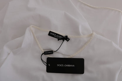 Dolce &amp; Gabbana Élégant chemisier cache-cœur blanc avec accents de cristaux