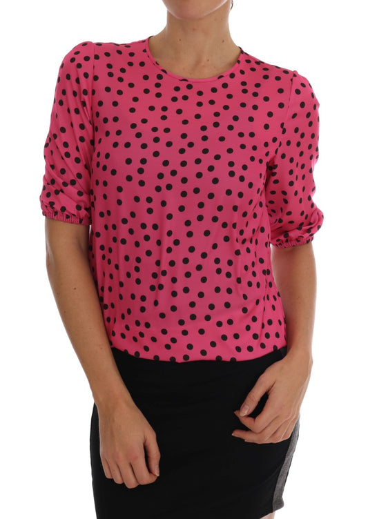 Chemisier en soie rose à pois chic Dolce &amp; Gabbana